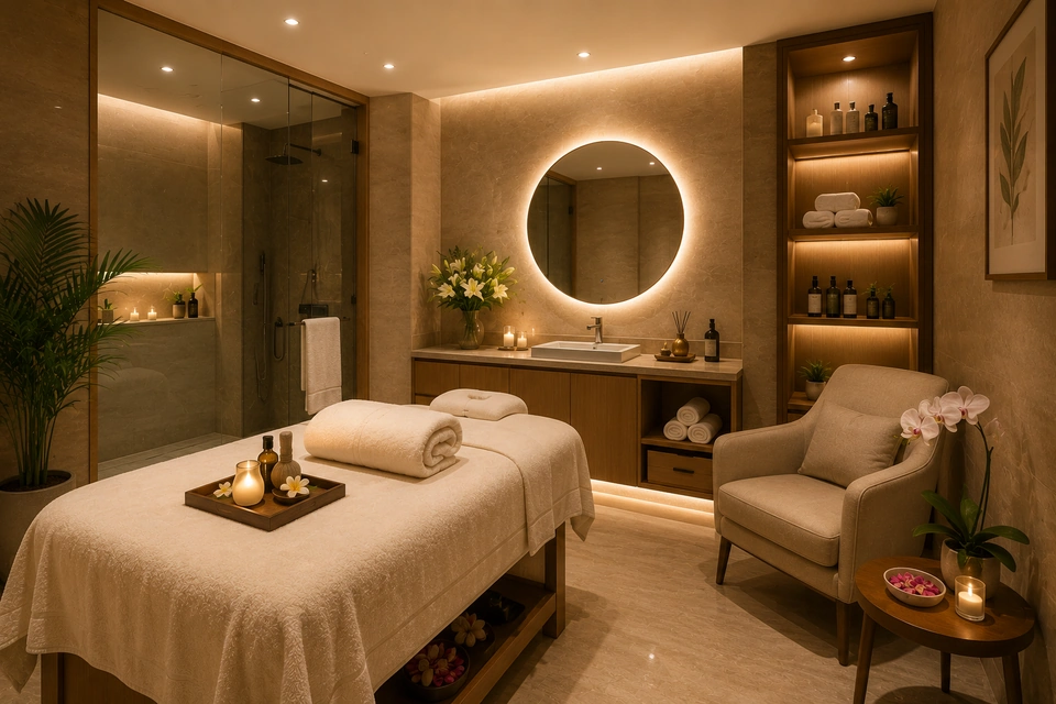 Spa and salon at Brigade Barcelona clubhouse, Neopolis Kokapet